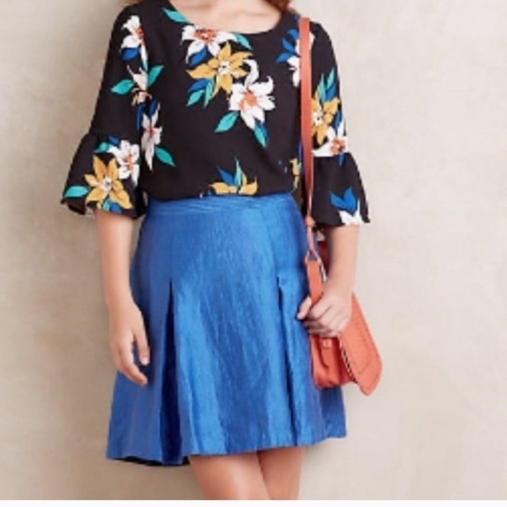 Anthropology Fit Flare Maeve Bold Cobalt blue Preppy Skirt Size 14